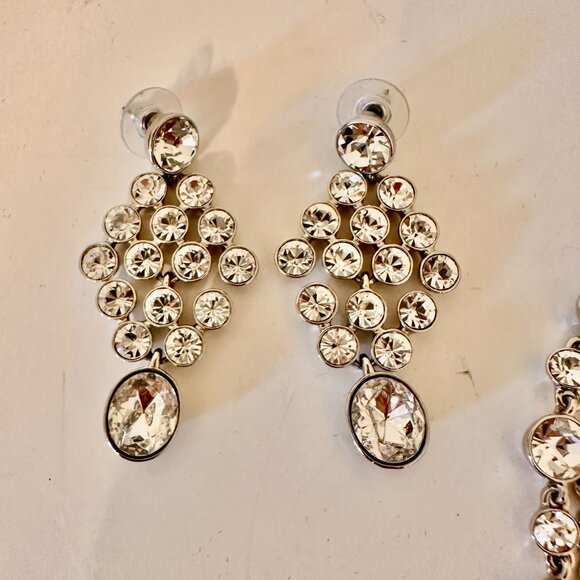 Givenchy Silvertone Swarovski Crystal Necklace Choker & Earrings Set New without - Picture 5 of 7